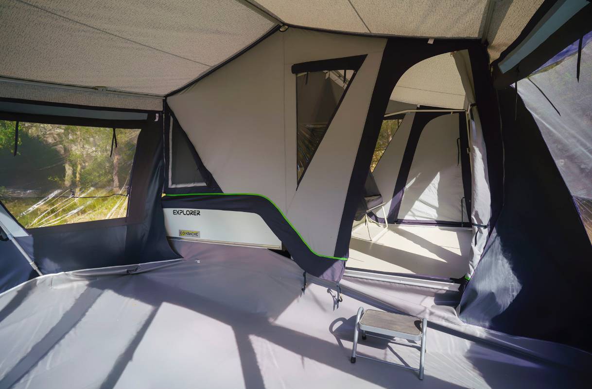 Inside the Comanche Montana Explorer folding camper