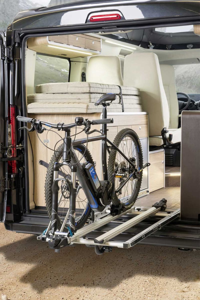The new bicycle carrying system developed by Hymer for its new Cape Town campervan