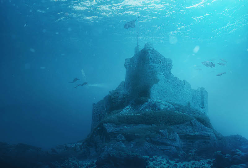 Submerged scottish castle