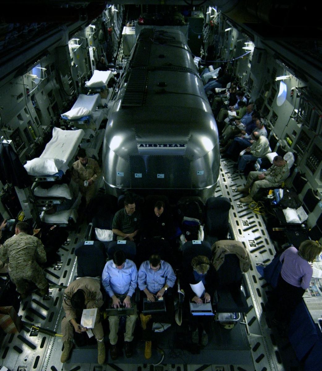 US government officals onboard a cargo plane
