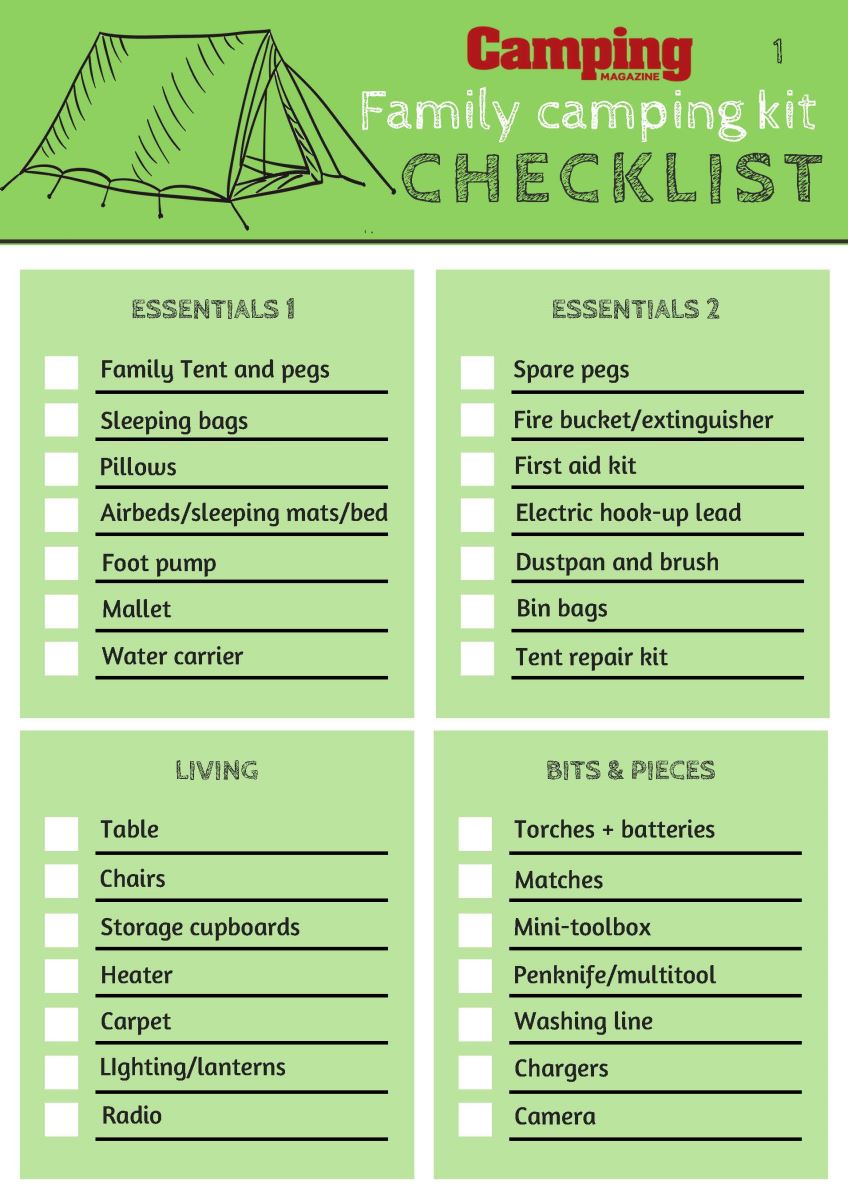 Family Camping Kit Checklist - Practical Advice - Camping - Out