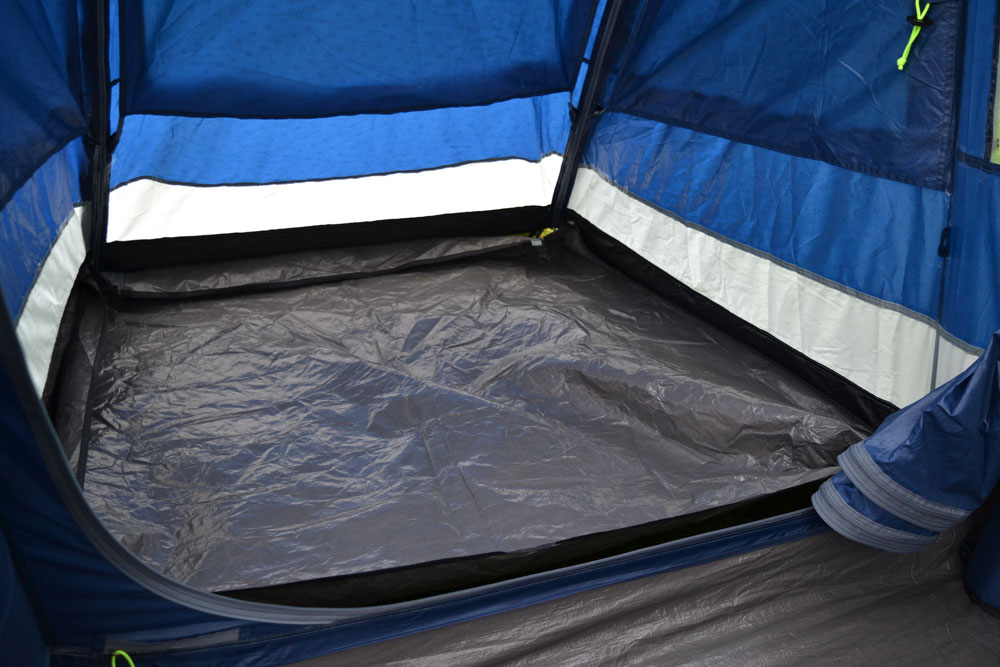 A sewn-in groundsheet in a tent