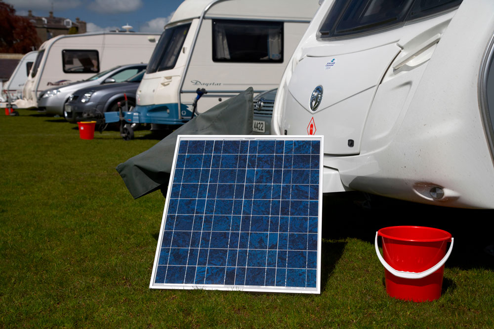 Solar panel on a caravan