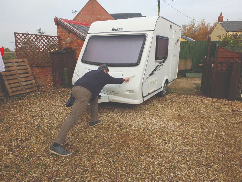pushing a caravan without a motor mover