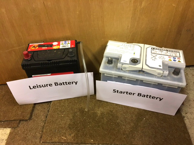 A stater battery and a leisure battery