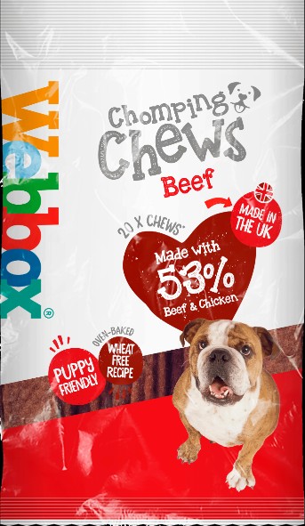 Webbox Chomping Chews Dog treats, Beef or Chicken