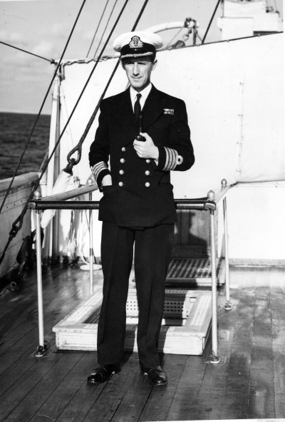 Captain Guy Hawkins on deck