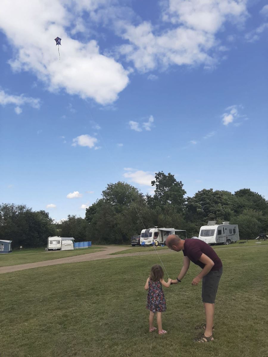 Flying a kite on a caravan holiday