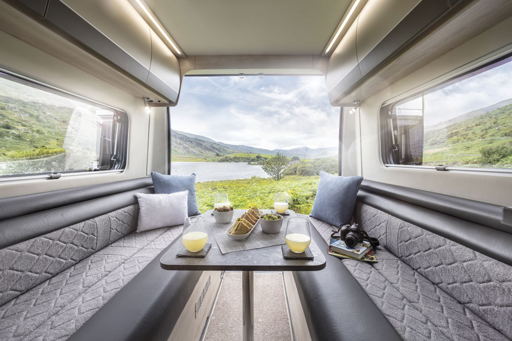 The side-facing sofas in the Auto-Trail Adventure 65 campervan