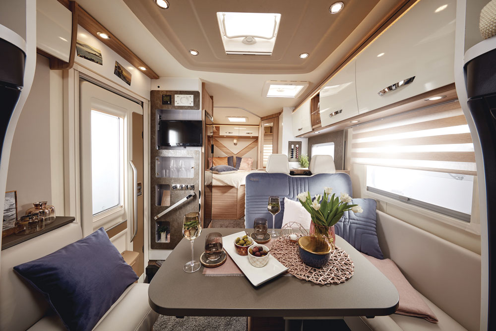 The lounge and dining area in the Burstner Lyseo M Harmony Line T 660 motorhome