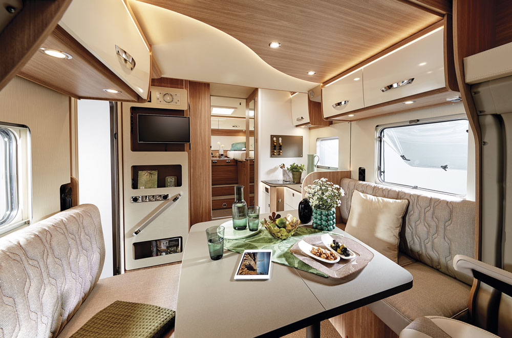 The living area in the Burstner Lyseo Time Limited T 727 G motorhome