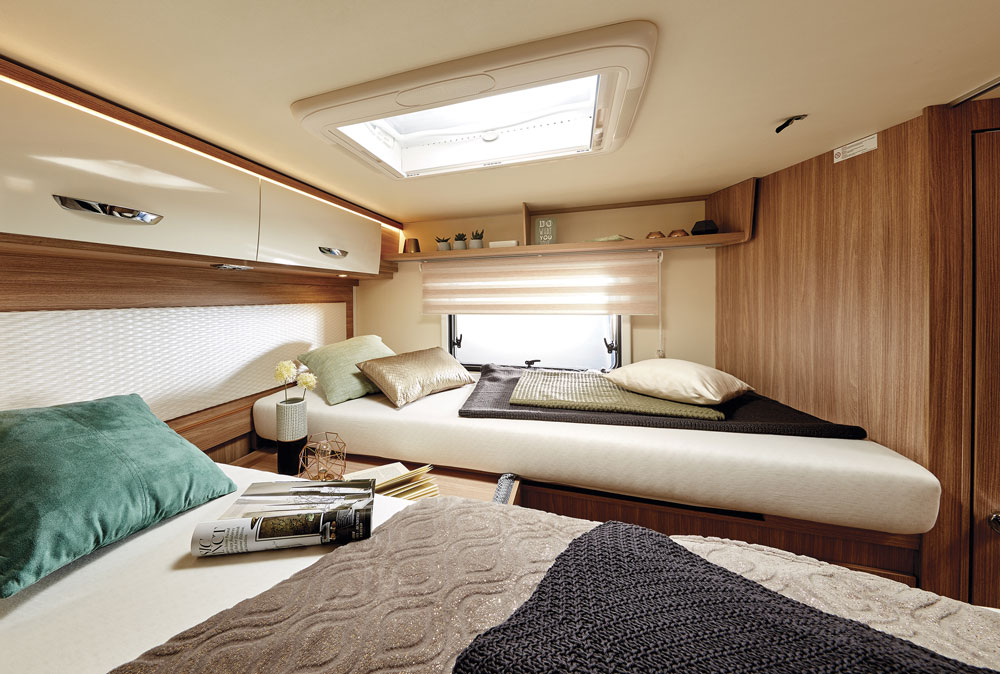 Twin beds in the Burstner Lyseo Time Limited T 727 G motorhome