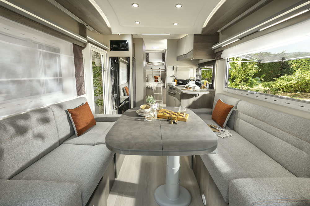 Side-facing sofas in the Chausson 720 Titanium motorhome