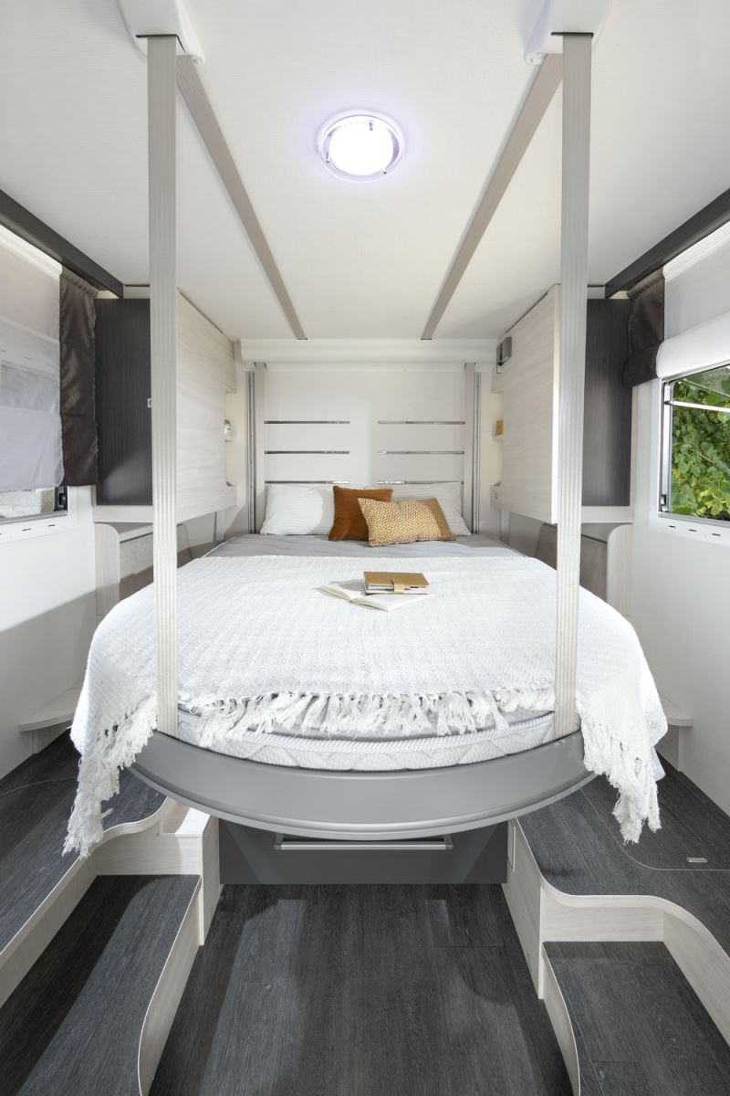 The double bed in the Chausson 778 motorhome