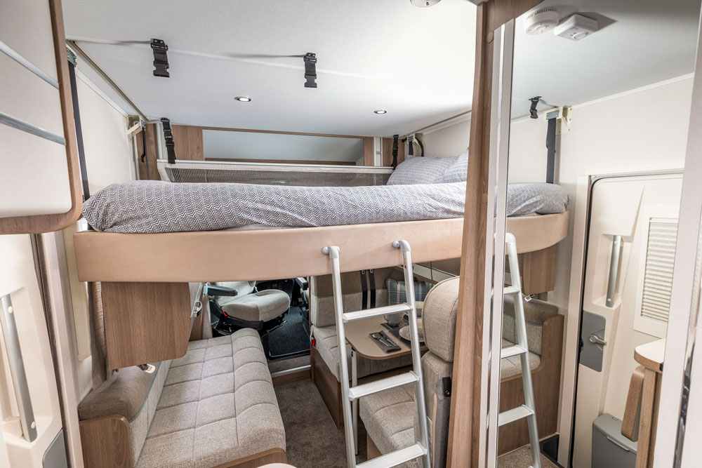 The drop down bed in the Compass Avantgarde 196 motorhome