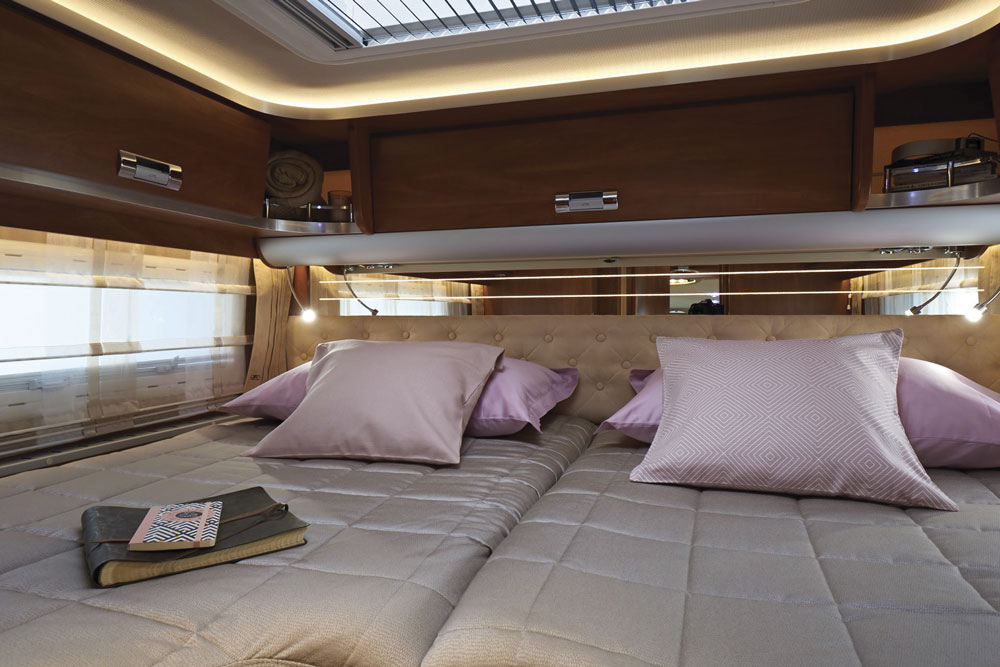 The bed in the Laika Kreos 7009 motorhome