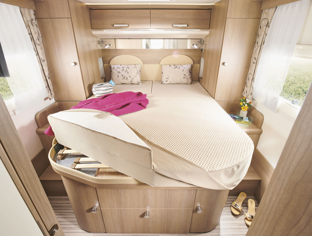 The bedroom in the Malibu I 500 QB motorhome