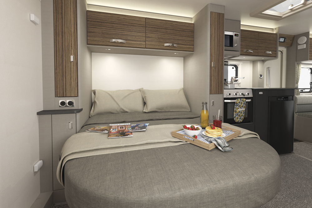 The double bed in the Swift 486 motorhome