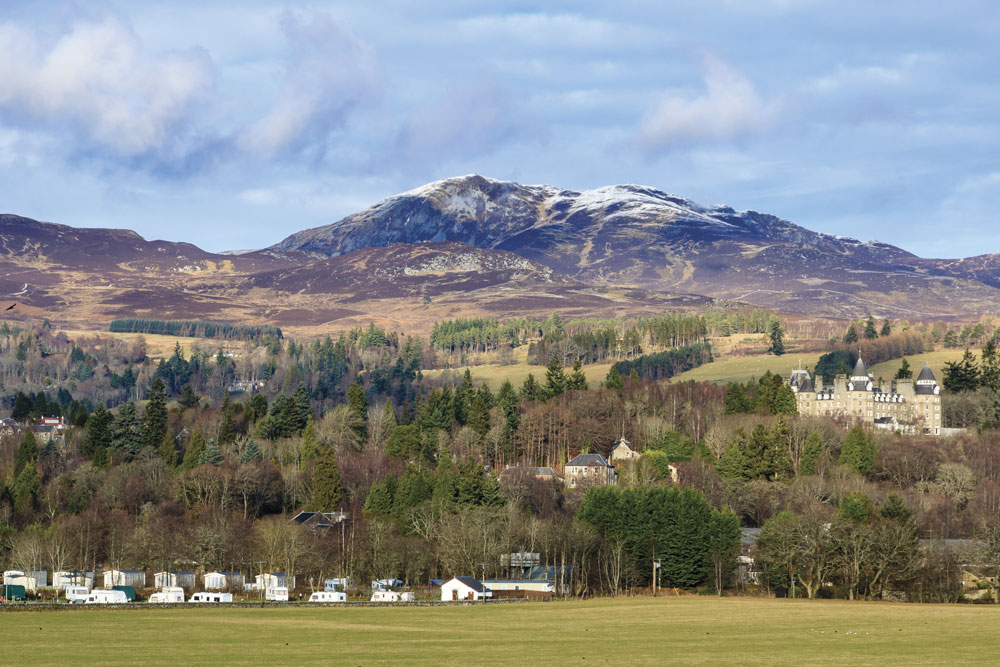 A view of Pitlochry, with Ben Vrackie rising above it