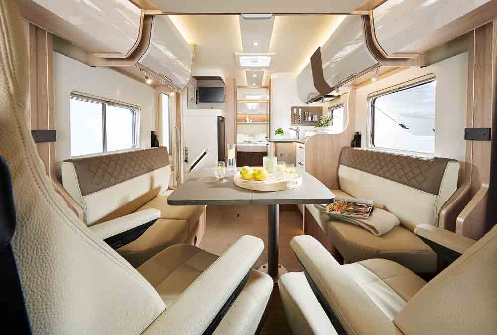 The front lounge in the Ixeo I 736 - picture courtesy of Erwin Hymer Group