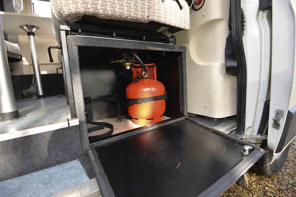 Image of a gas bottle in a motorhome