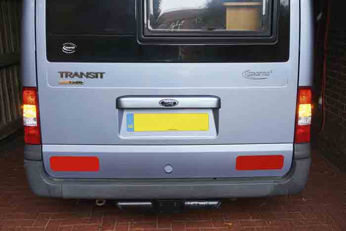 Image of the rear of a Ford Transit