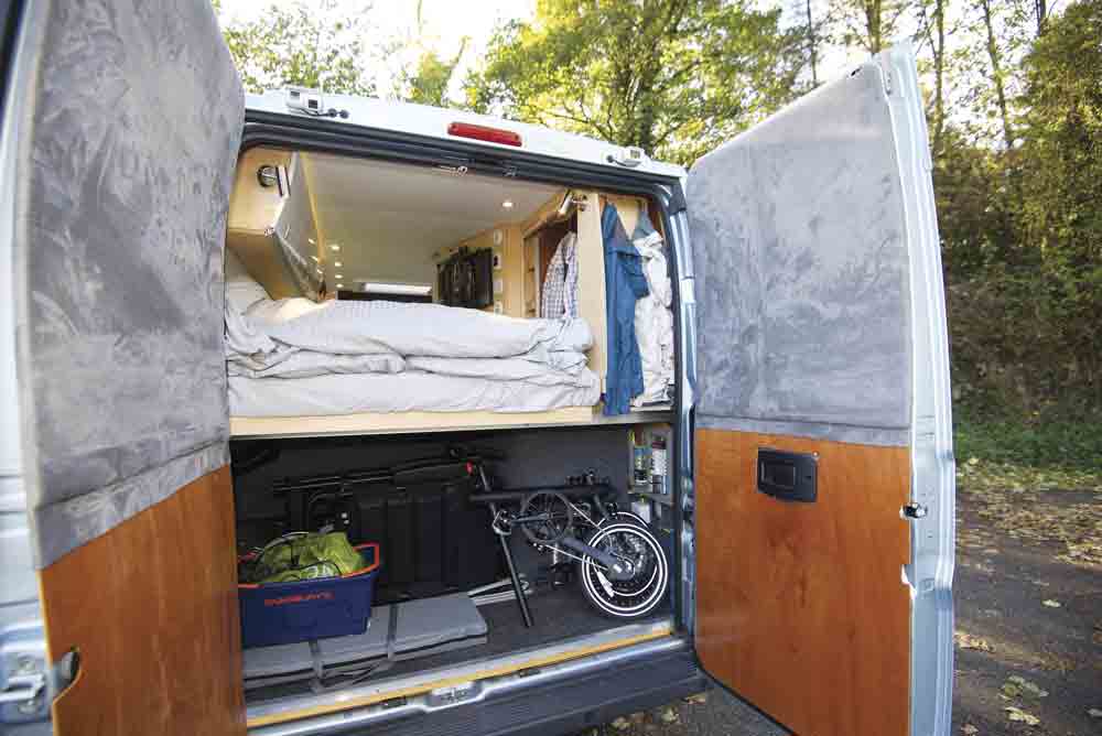 There's a large boot in the campervan