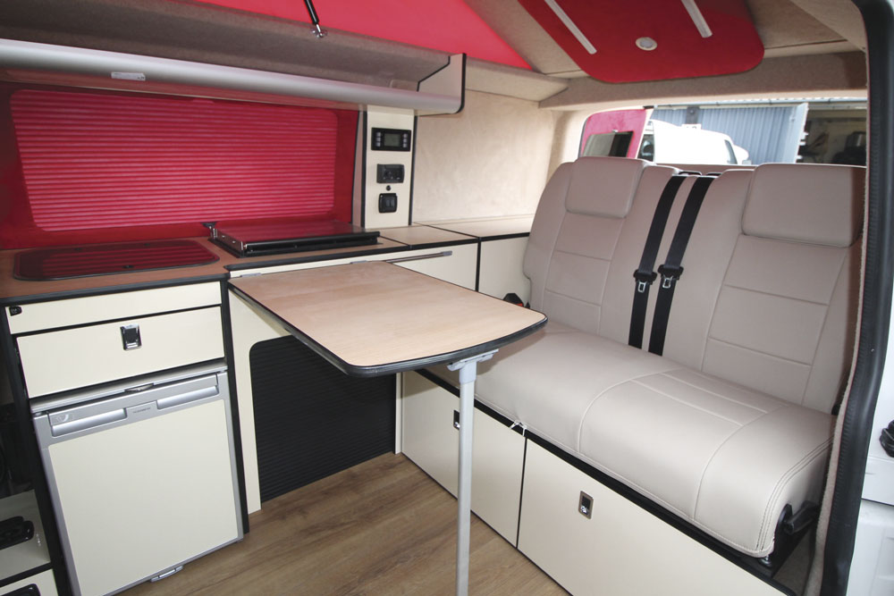 The interior of a campervan from J4 Campers