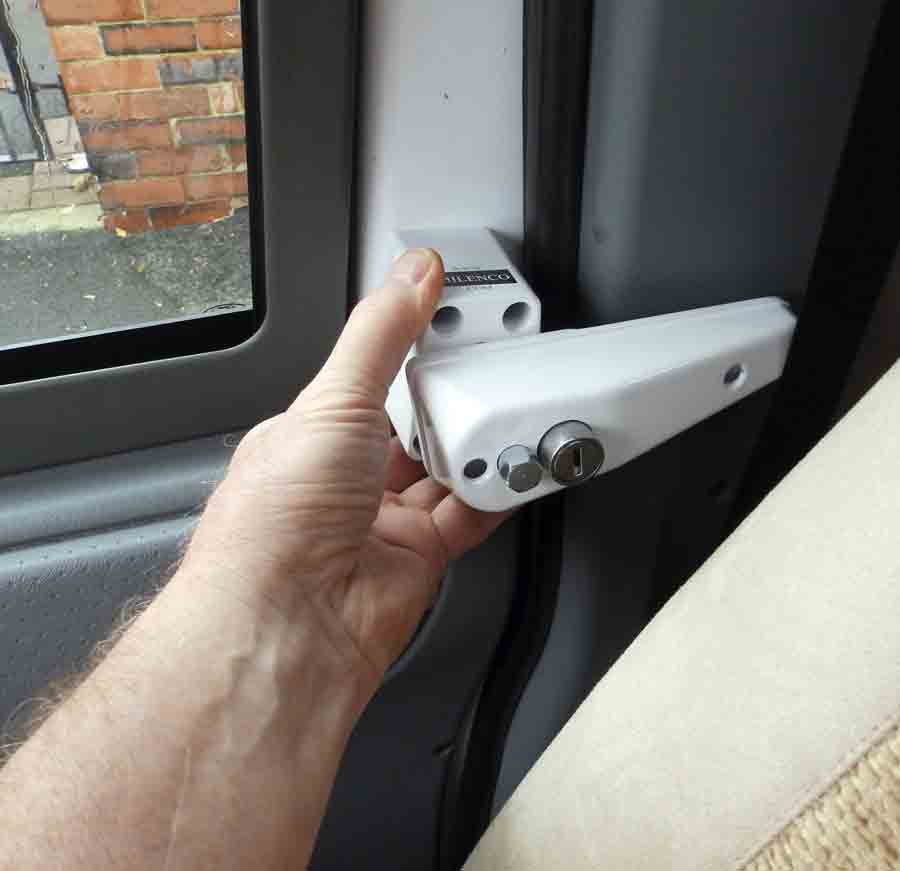 Cab door lock in a closed position
