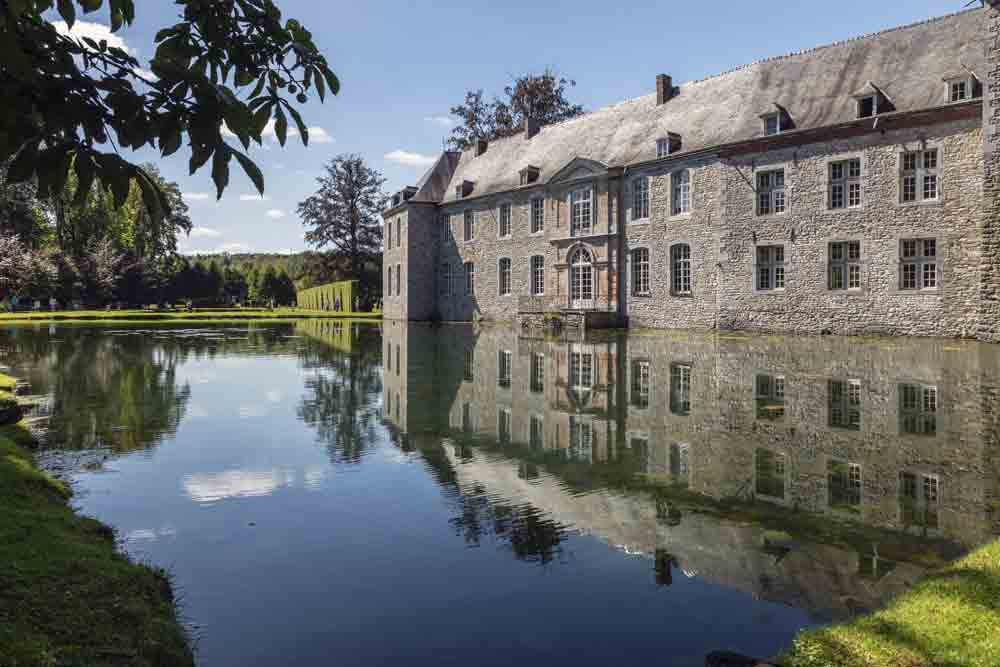 The chateau at Les Jardins d'Annevole, Anhee, Belgium