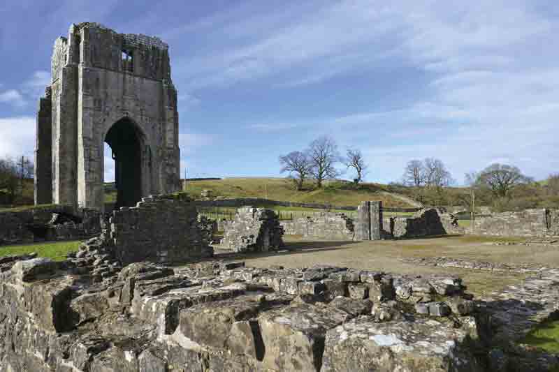 Image of the ruined tower of Shap Abbey in the Lowther Valley