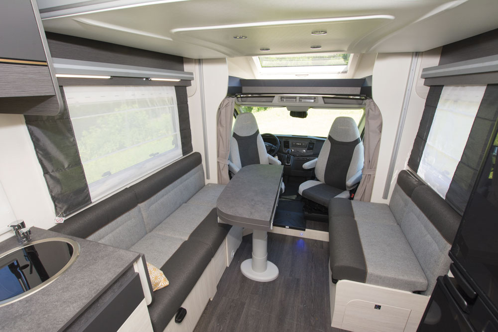 The lounge in the Chausson 520 motorhome