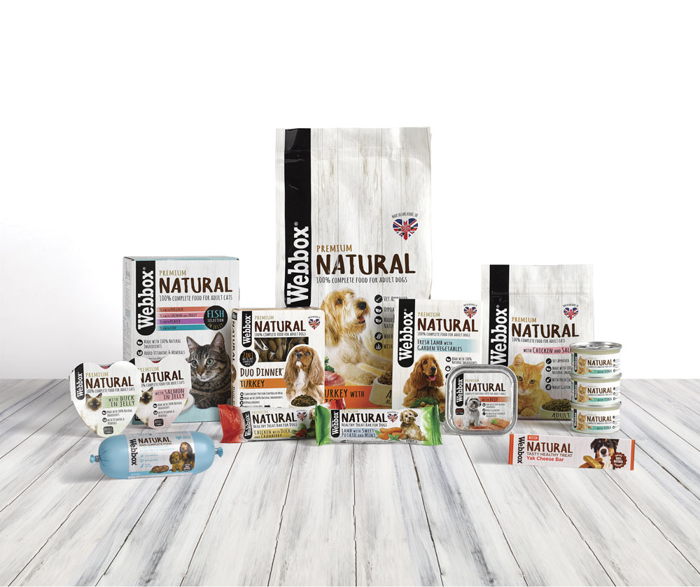 Group pic of range of dog food products