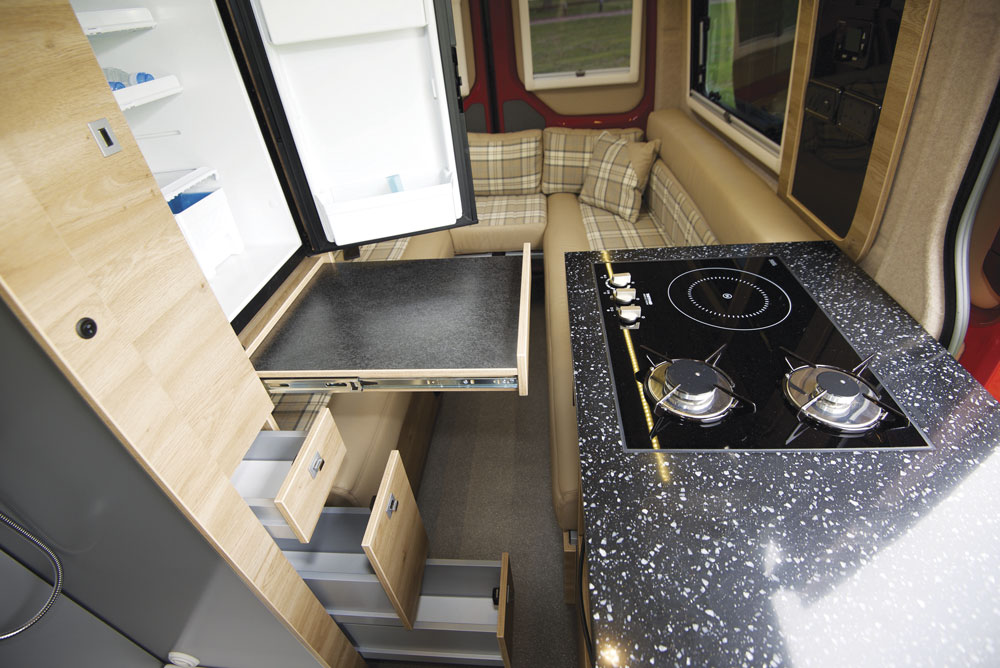 The interior of the Hopton campervan from Hillside Leisure