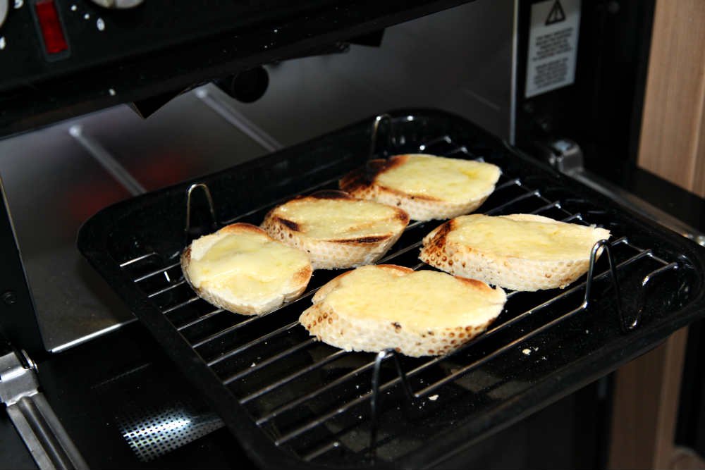 grill the gruyere cheese on french bread