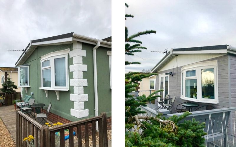 park home cladding - before and after