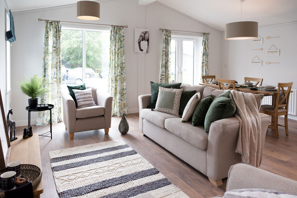 The lounge in the Springfield Retreat Holiday Lodge - photo courtesy of Lucy Browne Photography