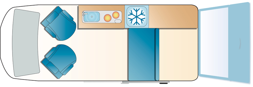 Side kitchen layout campervan