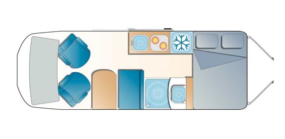 Transverse Fixed Bed Campervan Layout