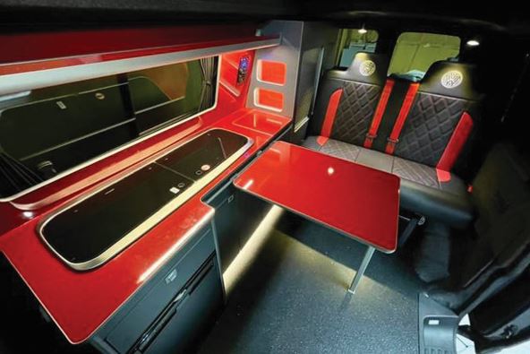 Campervan with Red Gloss and Red Sparkle finish