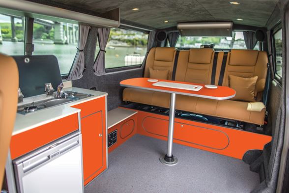 Superva adding an orange pop of colour to a campervan