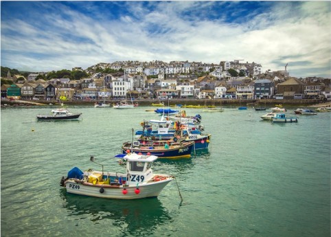 Boats in the harbour at St Ives