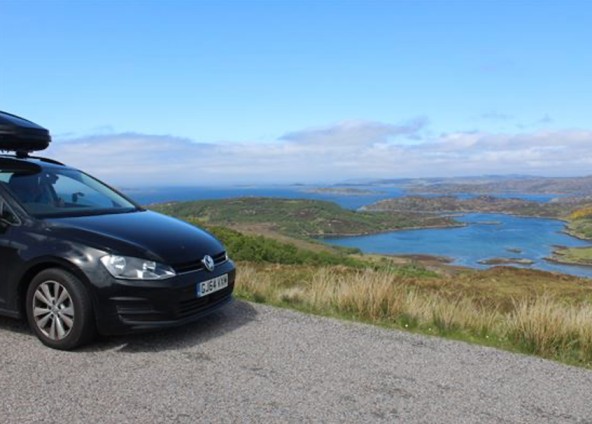 A car travelling in the North coast 500