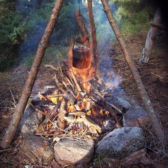 Perfect wilderness campfire