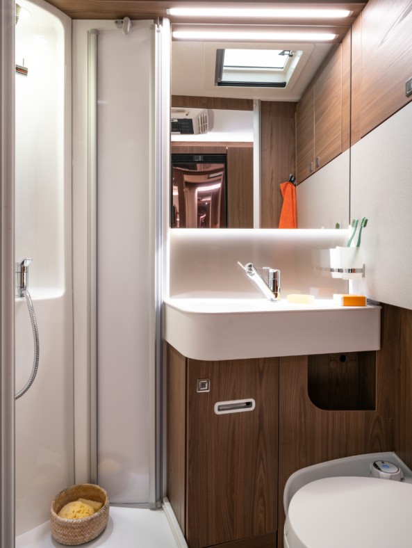 The washroom inside the Touring 820