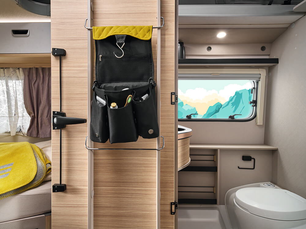 The bathroom inside the Touring 630