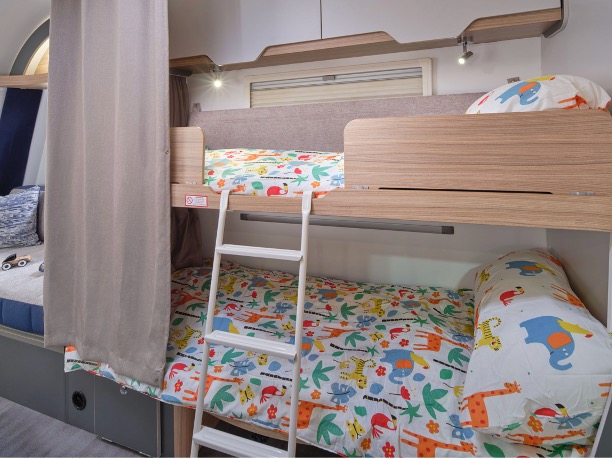 The bedroom inside the Bailey Discovery D4-4L