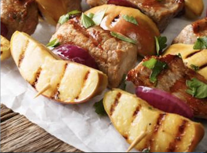 Pork and apple kebabs