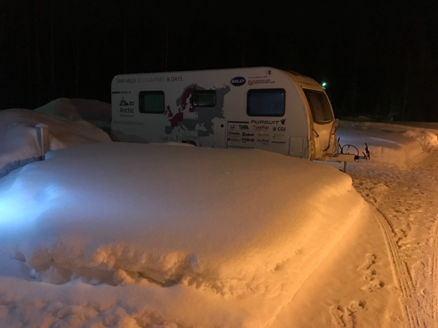 A caravan in the winter