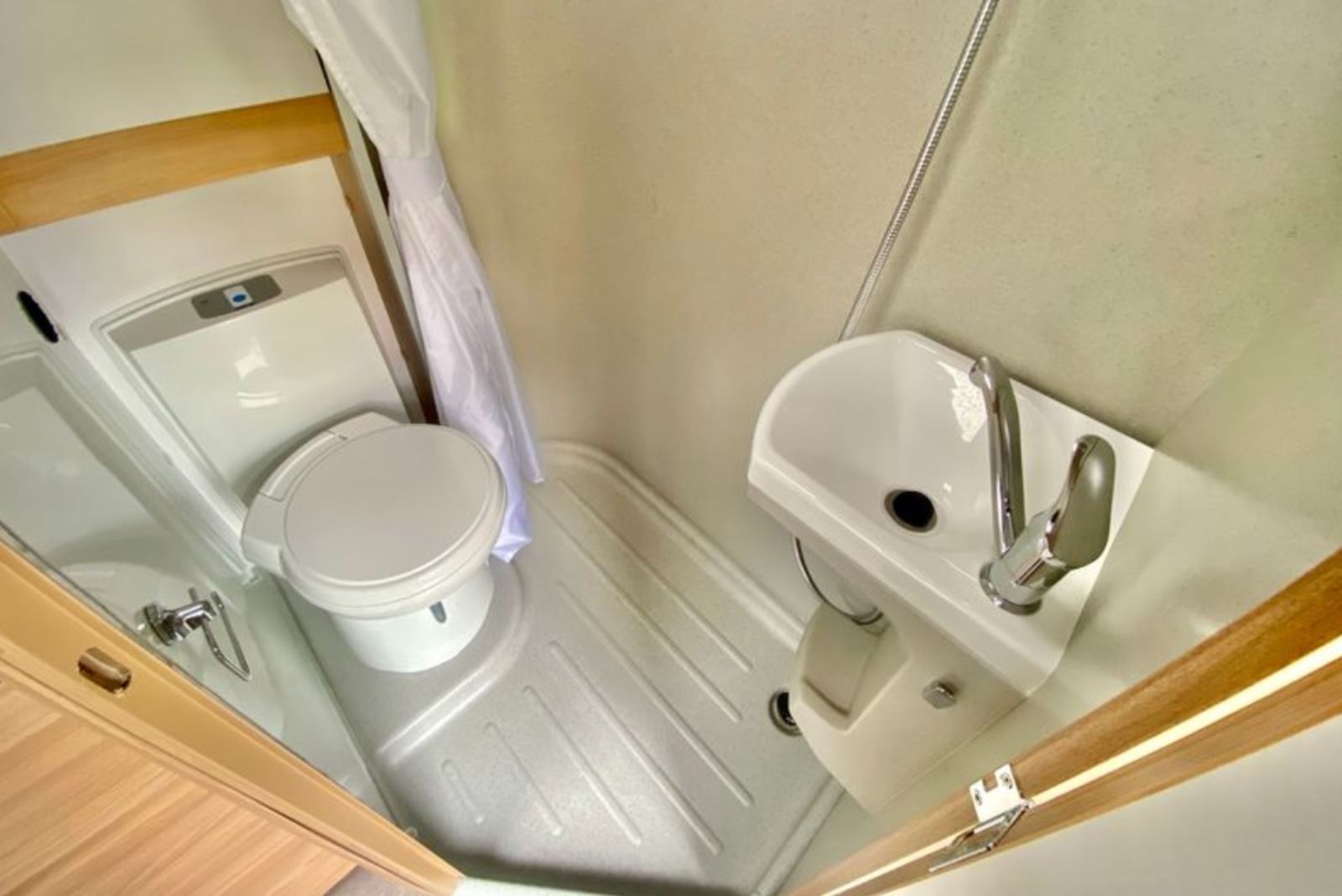 A caravan wet room style washroom